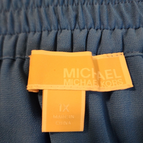 Michael Kors Elegant Royal Blue Pleated Skirt Elastic Waist Stretch 1X Old Money - Picture 4 of 8